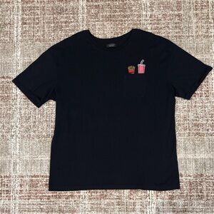 ZARA MAN Black Pocket T-Shirt Fries & Soda Embroidered Graphic Size XL